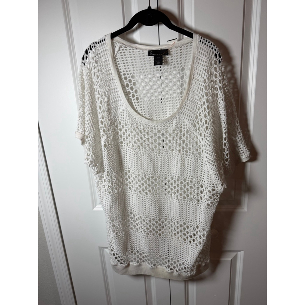 Lane Bryant White Crochet Tunic Top Plus Size 18/20